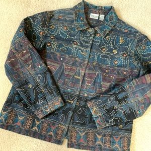 Chico’s Boxy Embellished Denim Jacket
